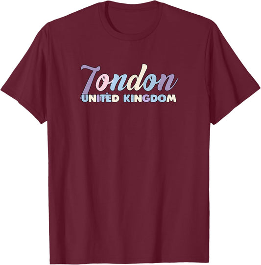 London United Kingdom Pastel Text Art T-Shirt - T-Shirt | Maroon