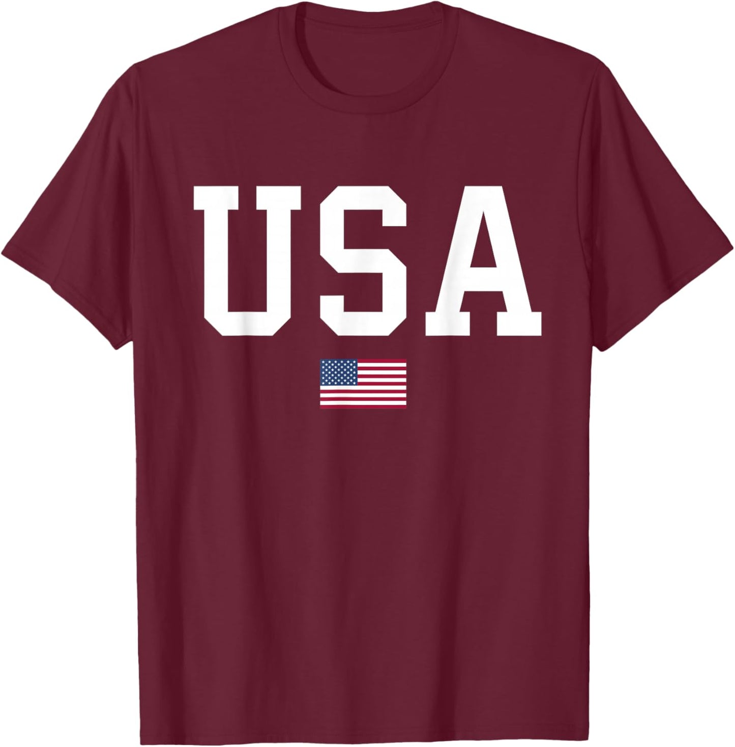USA Women Men Kids American Flag Patriotic 4th of July T-Shirt - T-Shirt | Maroon