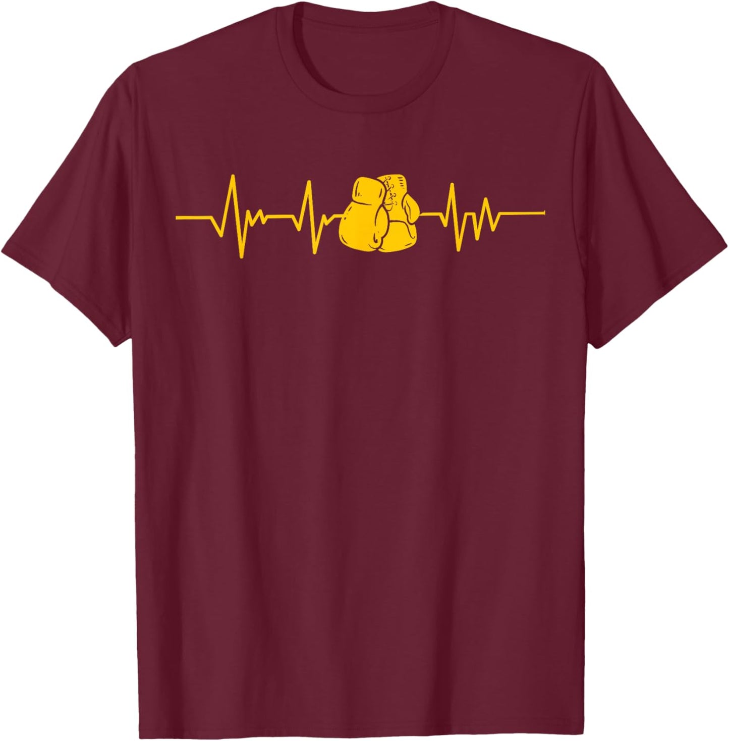 Boxing Boxing Combat Boxing Ring Men's Heartbeat T-Shirt - T-Shirt | Maroon