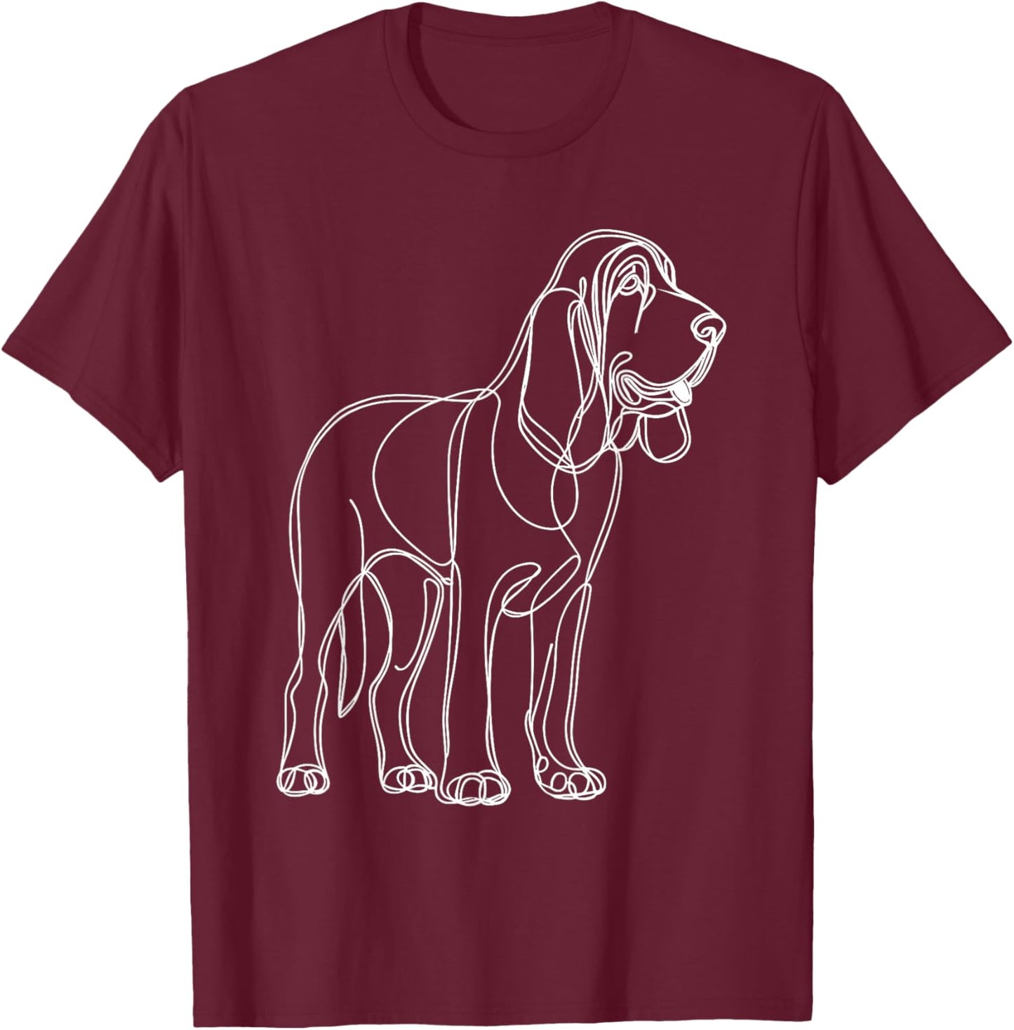 Line Art Bloodhound Dog Bloodhounds St. Hubert Hound T-Shirt - T-Shirt | Maroon