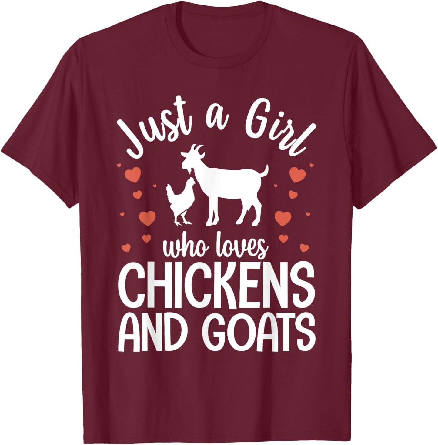 Cool Chicken Goat Design Girls Pygmy Goat Lover T-Shirt - T-Shirt | Maroon