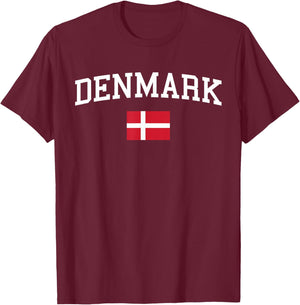 Danish Flag Men Women Kids Denmark T-Shirt - T-Shirt | Maroon