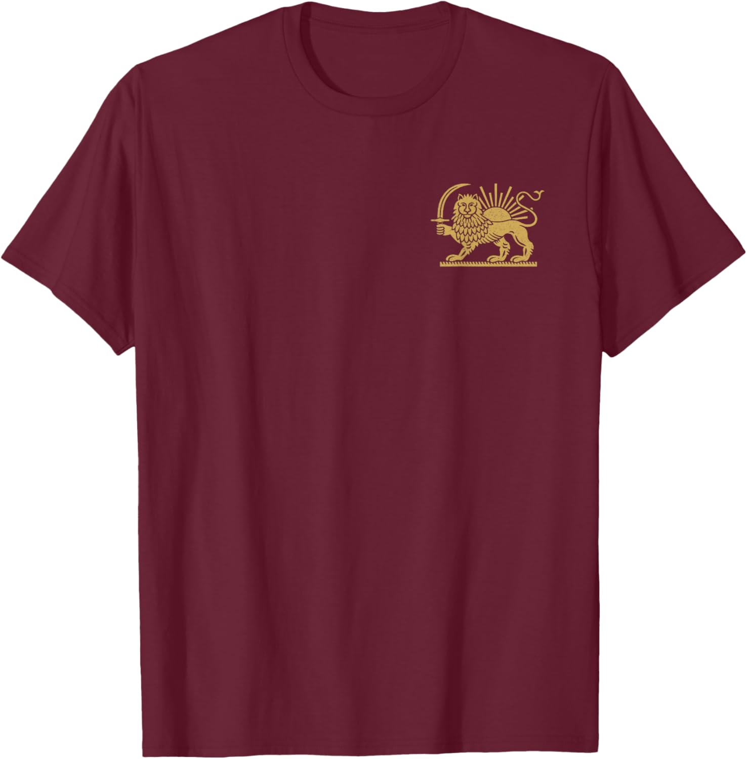 Lion and Sun Symbol Persian Iran T-Shirt - T-Shirt | Maroon