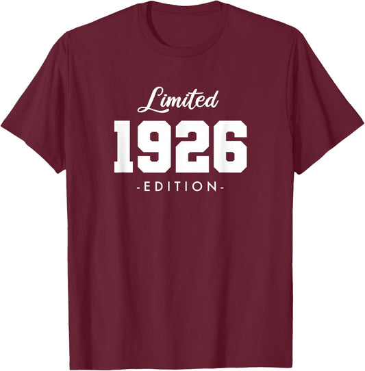 100 Jahre Jahrgang 1926 Limited Edition 100. Geburtstag T-Shirt - T-Shirt | Maroon