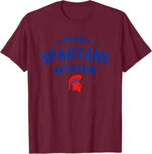 Bixby Spartans Logo Football Distressed HS T-Shirt - T-Shirt | Maroon
