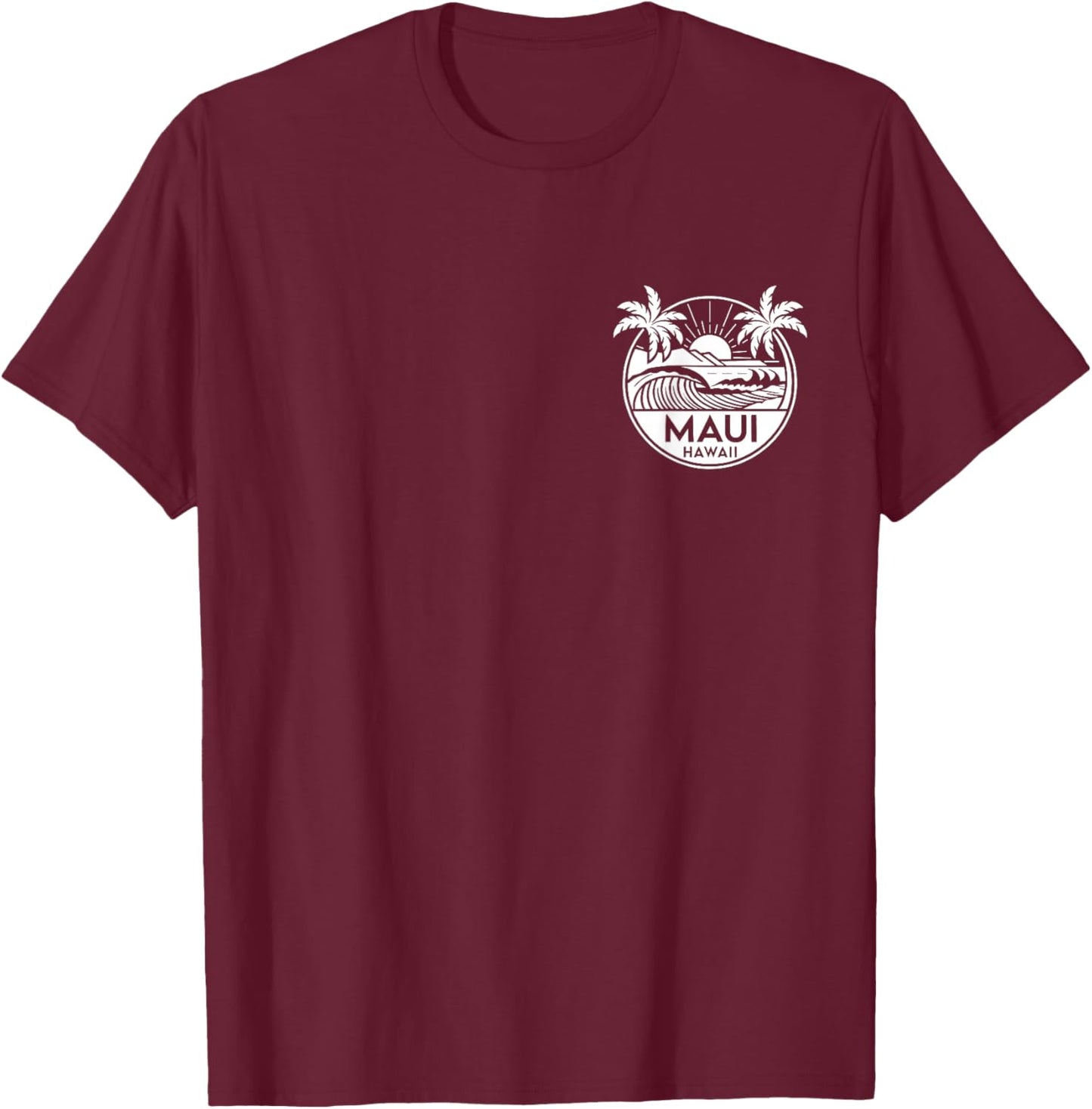 Maui Hawaii Front and Back Beach Surf T-Shirt - T-Shirt | Maroon
