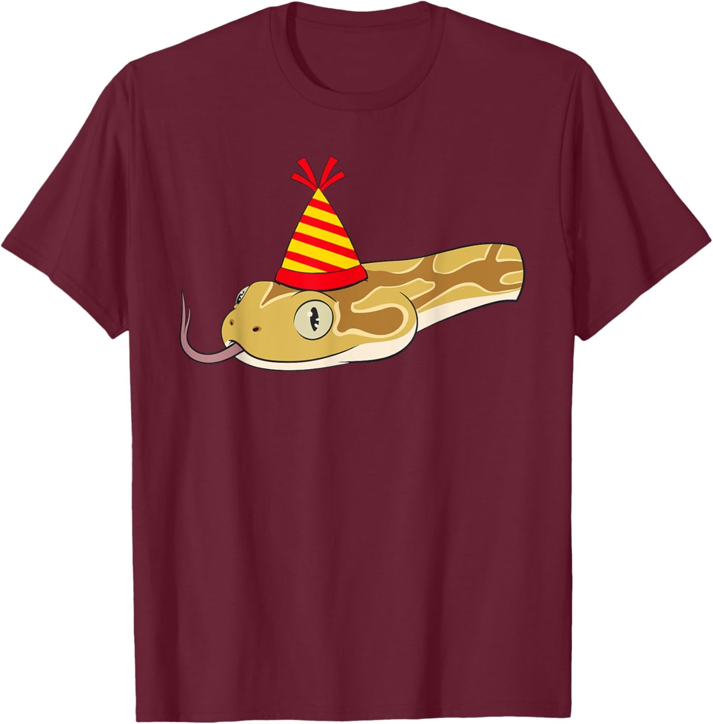 Snake Theme Birthday Party Hat Zoologist Bday Reptile T-Shirt - T-Shirt | Maroon