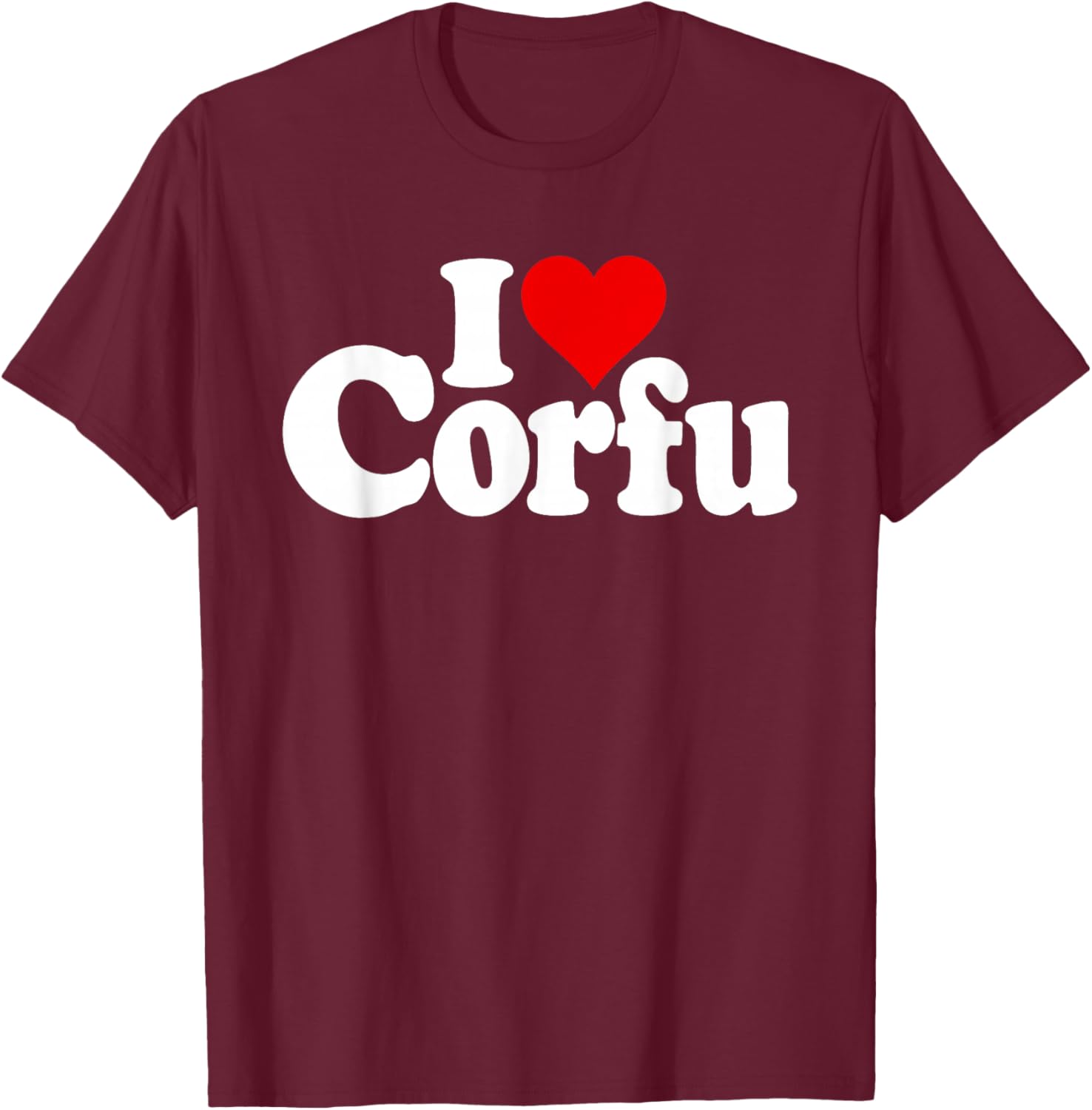 I Love Heart Corfu Greece Greek Islands Ionian Sea T-Shirt - T-Shirt | Maroon