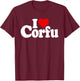 I Love Heart Corfu Greece Greek Islands Ionian Sea T-Shirt - T-Shirt | Maroon