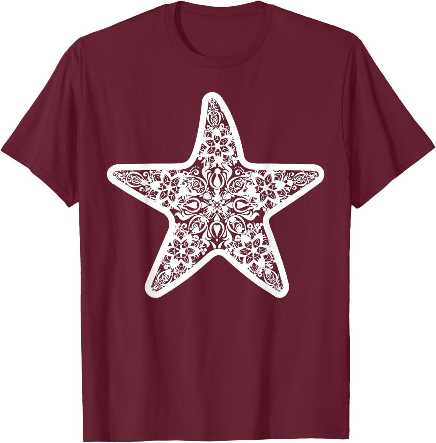 Starfish Mandala Yoga Meditation Summer Vacation Sea Life T-Shirt - T-Shirt | Maroon