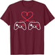 Gaming Video Gamer Valentine's Day Controller Heart T-Shirt - T-Shirt | Maroon