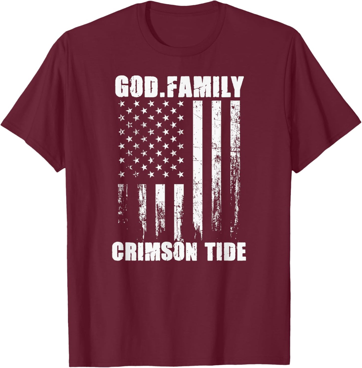 Minden Crimson Tide God. Family. Vintage USA Flag T-Shirt - T-Shirt | Maroon