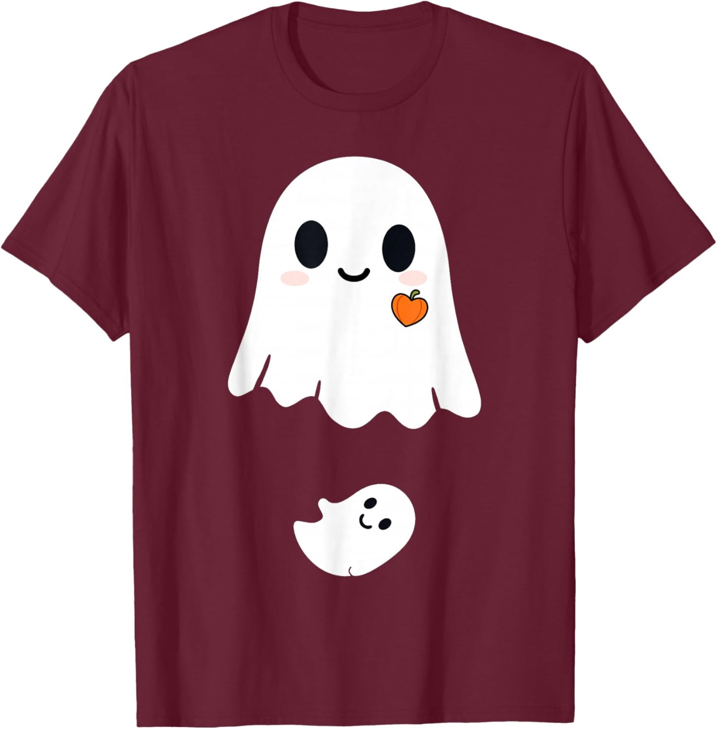 Cute Ghost Halloween Maternity Funny Pregnancy Announcement T-Shirt - T-Shirt | Maroon