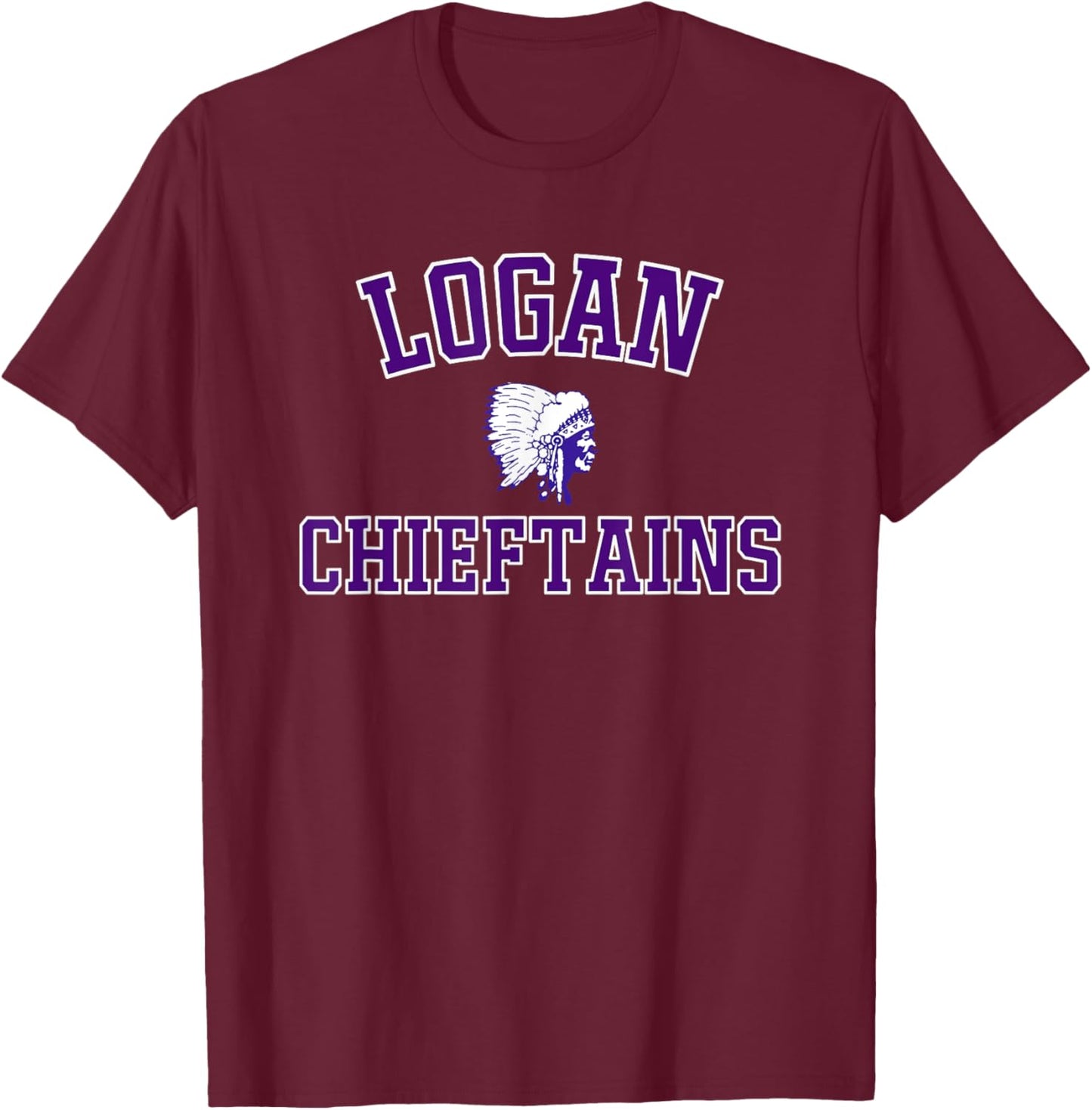 Logan Chieftains Logo Varsity HS T-Shirt - T-Shirt | Maroon