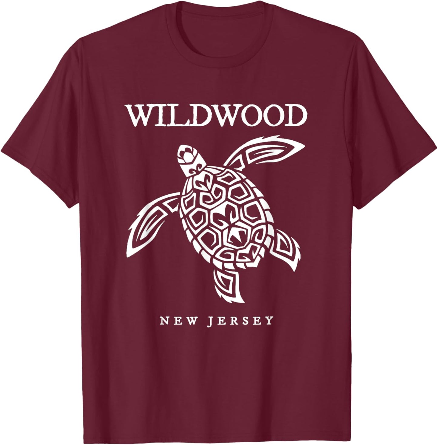 Wildwood New Jersey Sea Turtle Beach Vacation T-Shirt - T-Shirt | Maroon