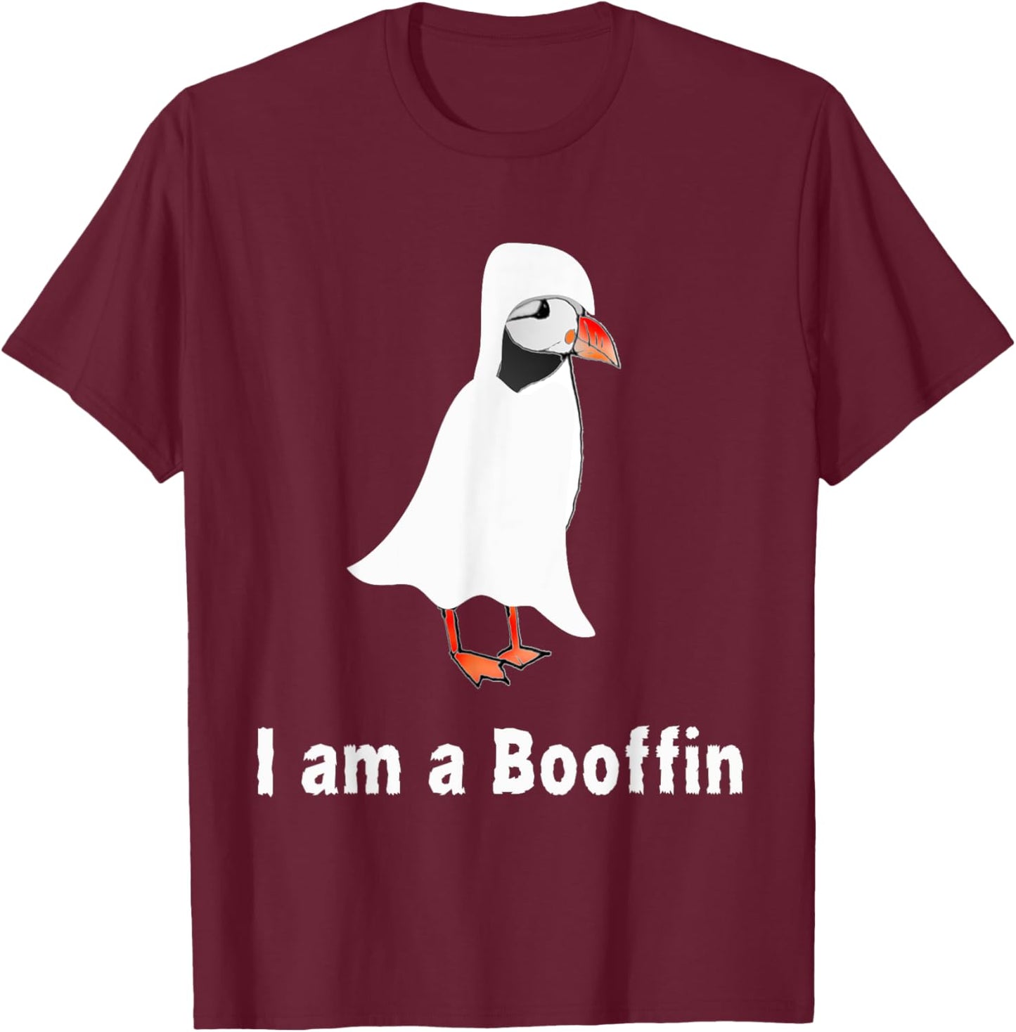 Funny Halloween Puffin lover costume Puffin pun boo sheet T-Shirt - T-Shirt | Maroon