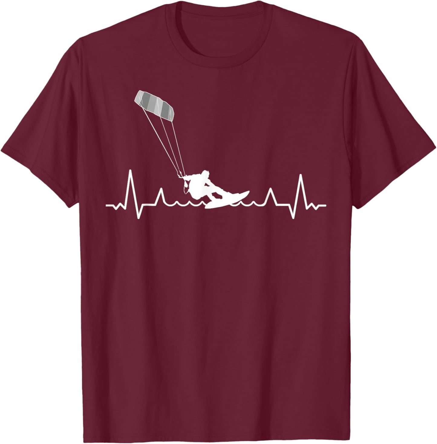 Kitesurfing Windsurfing Kitesurfing Cardiogram Kitesurfer T-Shirt - T-Shirt | Maroon