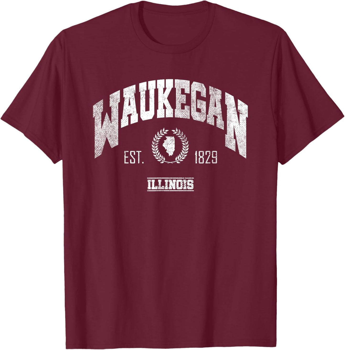 Waukegan IL | Illinois | Vintage Throwback T-Shirt - T-Shirt | Maroon