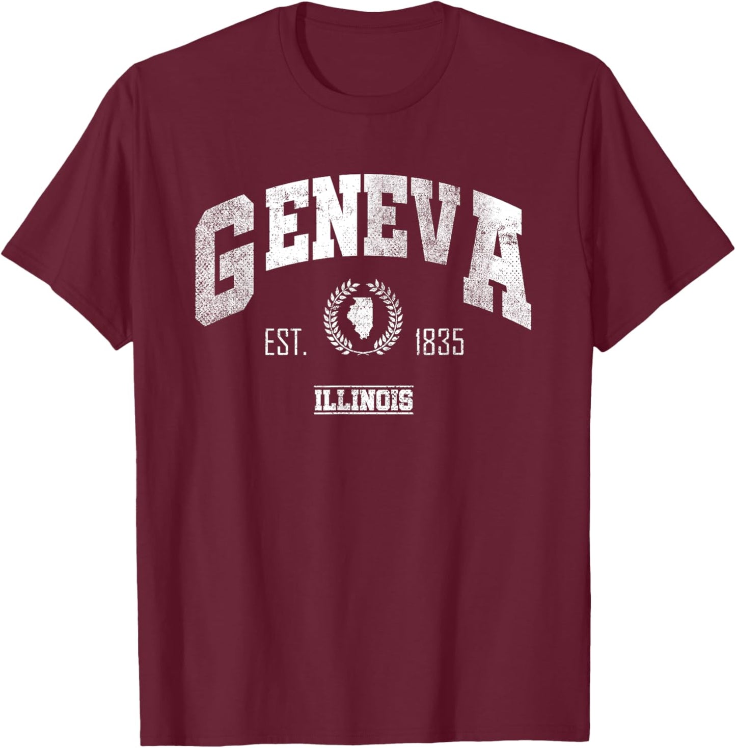 Geneva IL | Illinois | Vintage Throwback T-Shirt - T-Shirt | Maroon