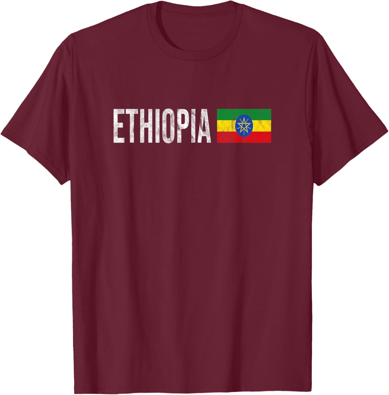 Ethiopia Flag Souvenir - Retro Ethiopian Design T-Shirt - T-Shirt | Maroon