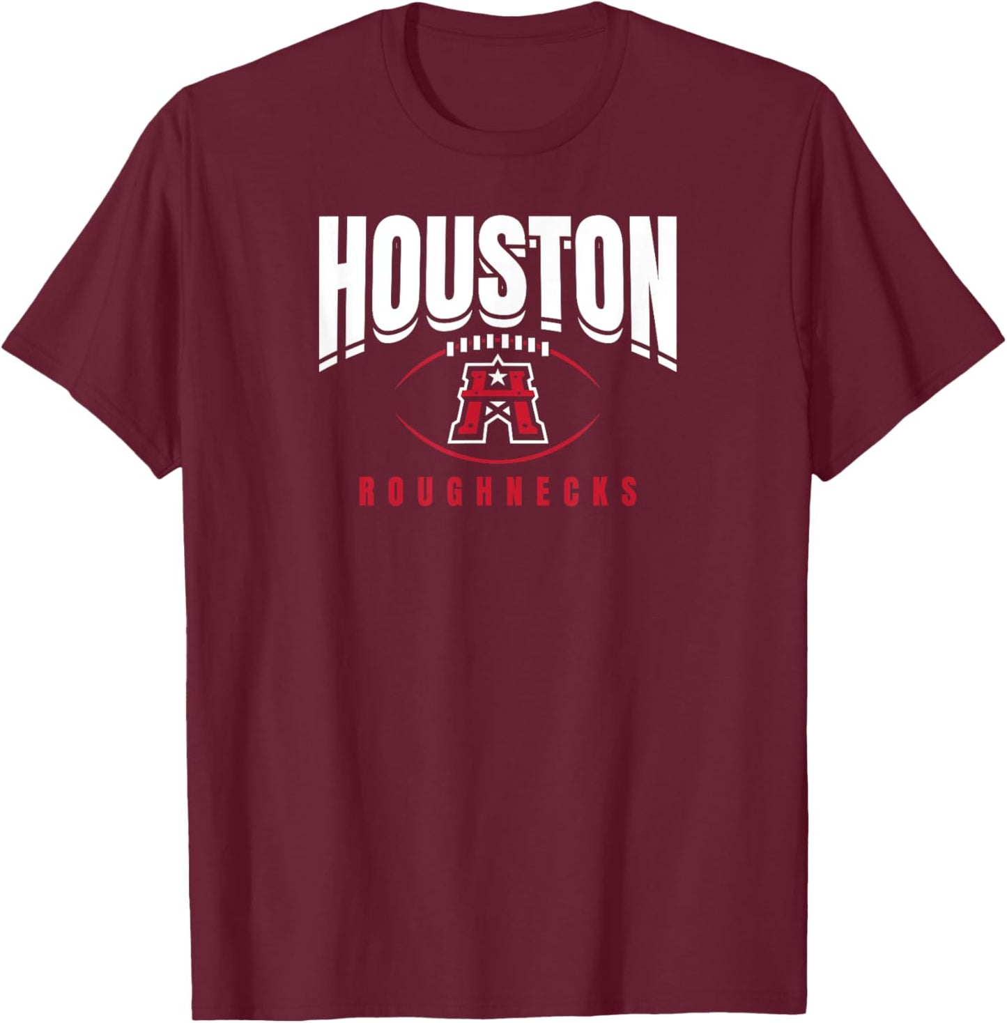 Houston Roughnecks: Football Outline T-Shirt - T-Shirt | Maroon
