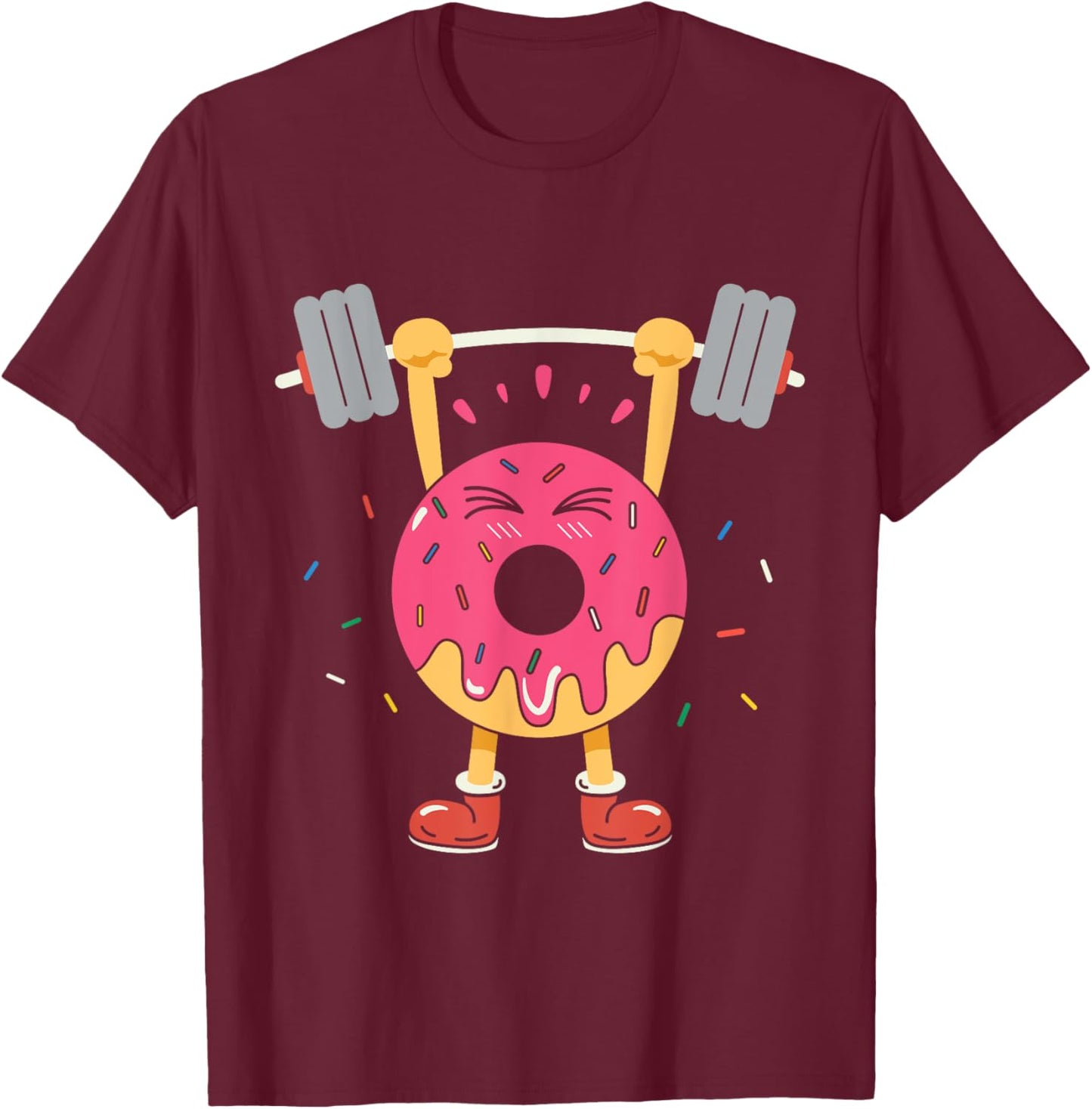Weightlifting Funny Fitness Workout Gym Donut Lover Gift T-Shirt - T-Shirt | Maroon