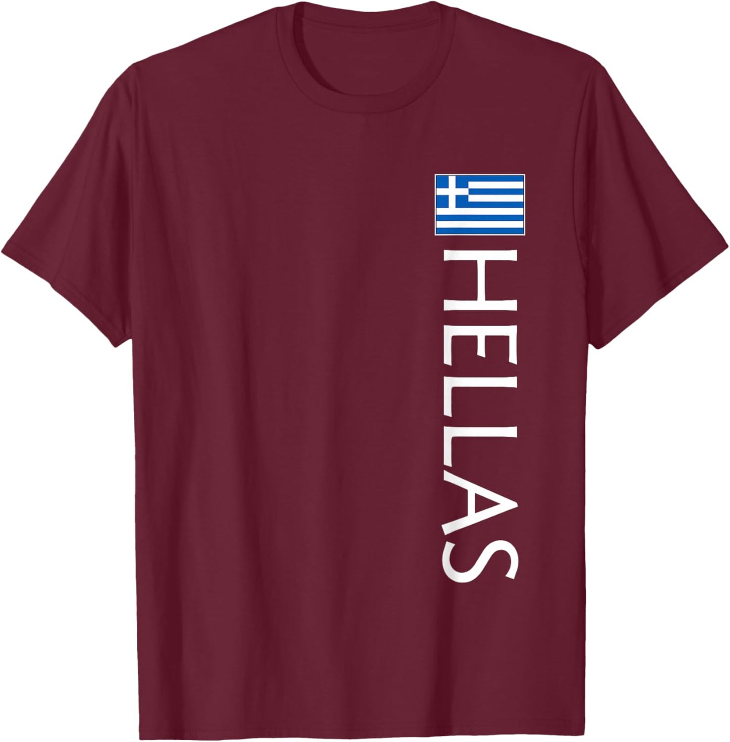 Hellas Greece Athletic Sports Greek Jersey Vertical Style T-Shirt - T-Shirt | Maroon