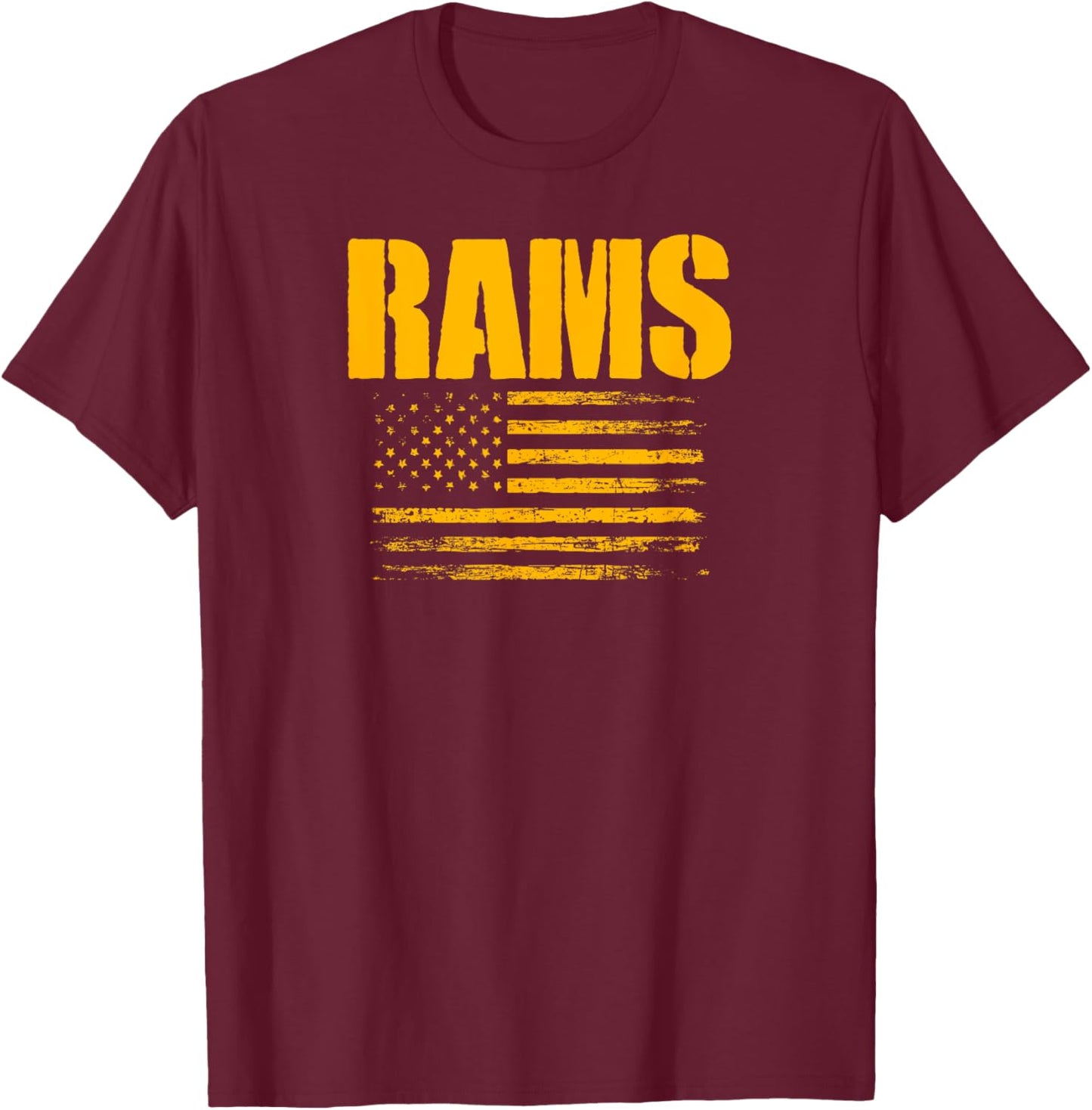Ringgold Rams USA Flag Pride T-Shirt - T-Shirt | Maroon