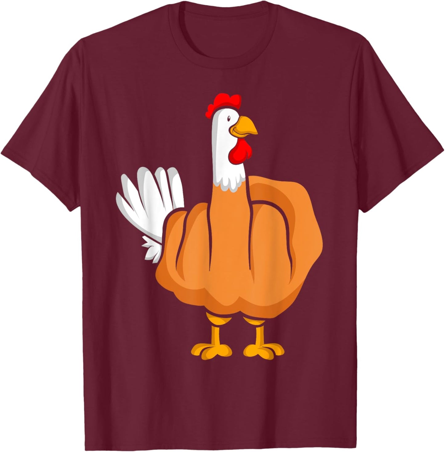 Middle Finger Chicken Rooster T-Shirt - T-Shirt | Maroon