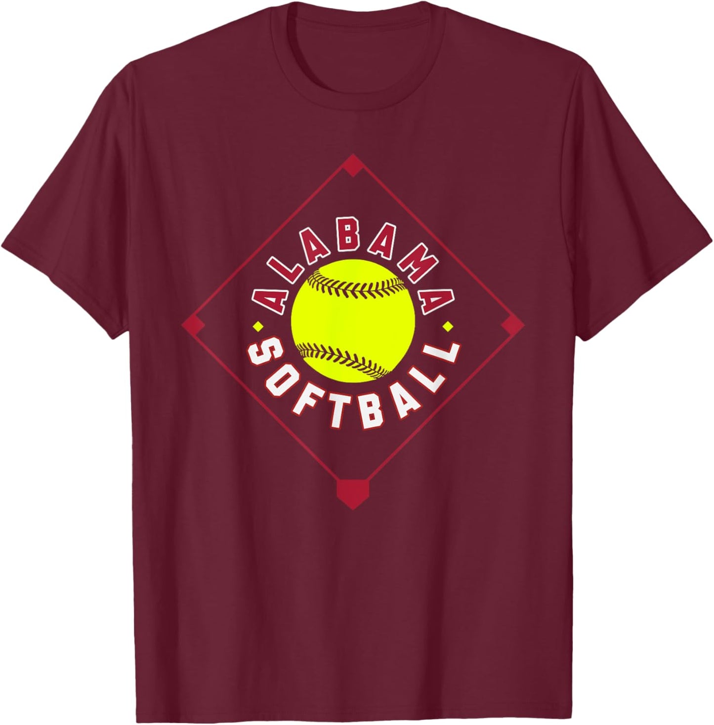 Alabama Softball Vintage Kids Team Retro Softball Fan T-Shirt - T-Shirt | Maroon