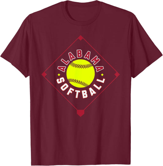 Alabama Softball Vintage Kids Team Retro Softball Fan T-Shirt - T-Shirt | Maroon