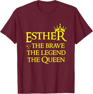 Esther The Brave The Legend The Queen Happy Purim Costume T-Shirt - T-Shirt | Maroon
