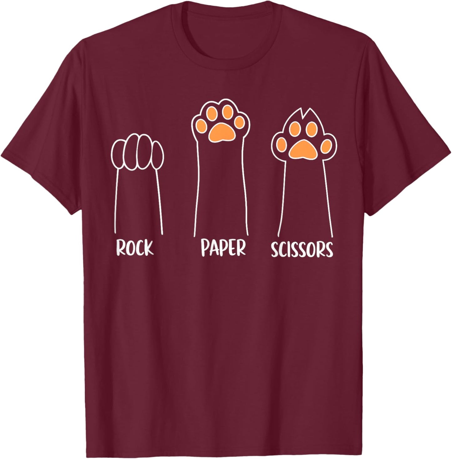 Cat Paw Hand Game Funny Black Small T-Shirt - T-Shirt | Maroon