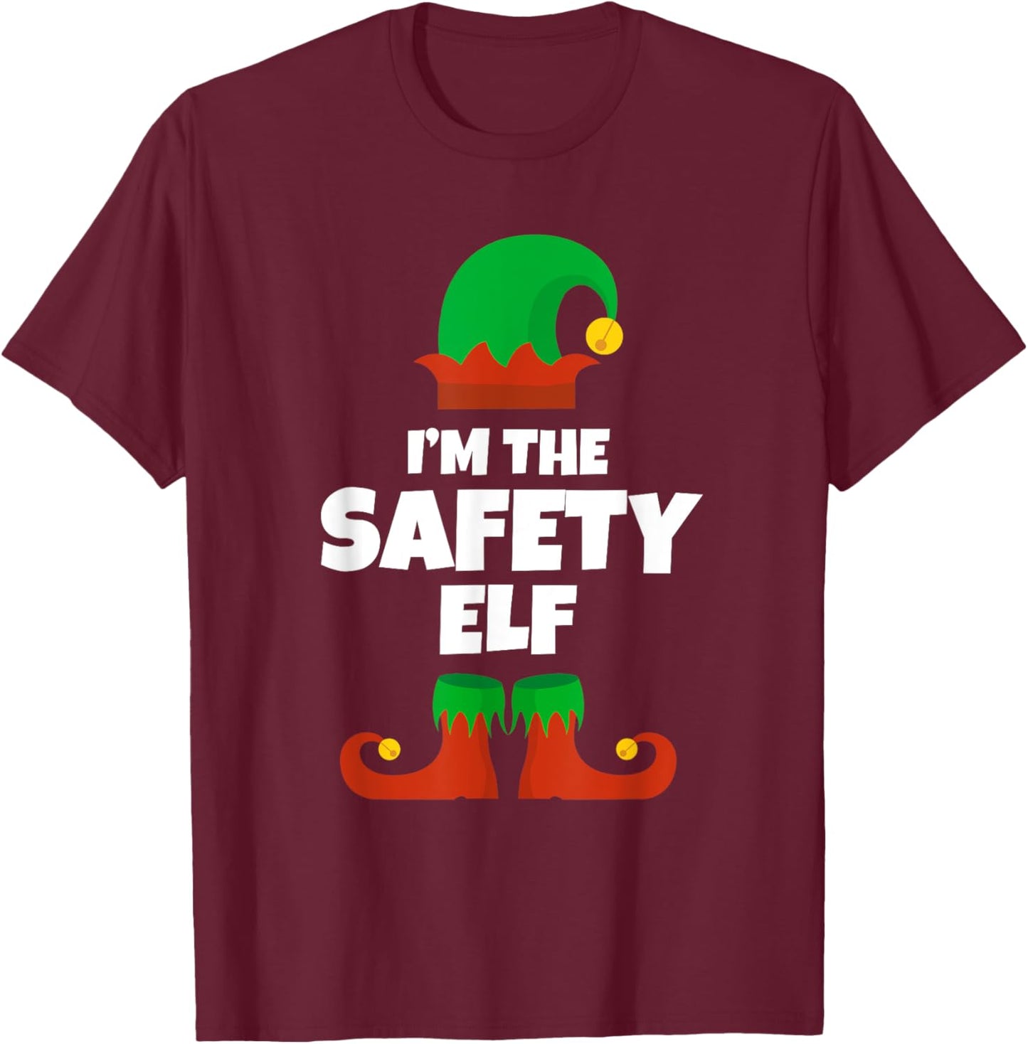 I'm The Safety Elf Family Pajama Christmas Officer Manager T-Shirt - T-Shirt | Maroon