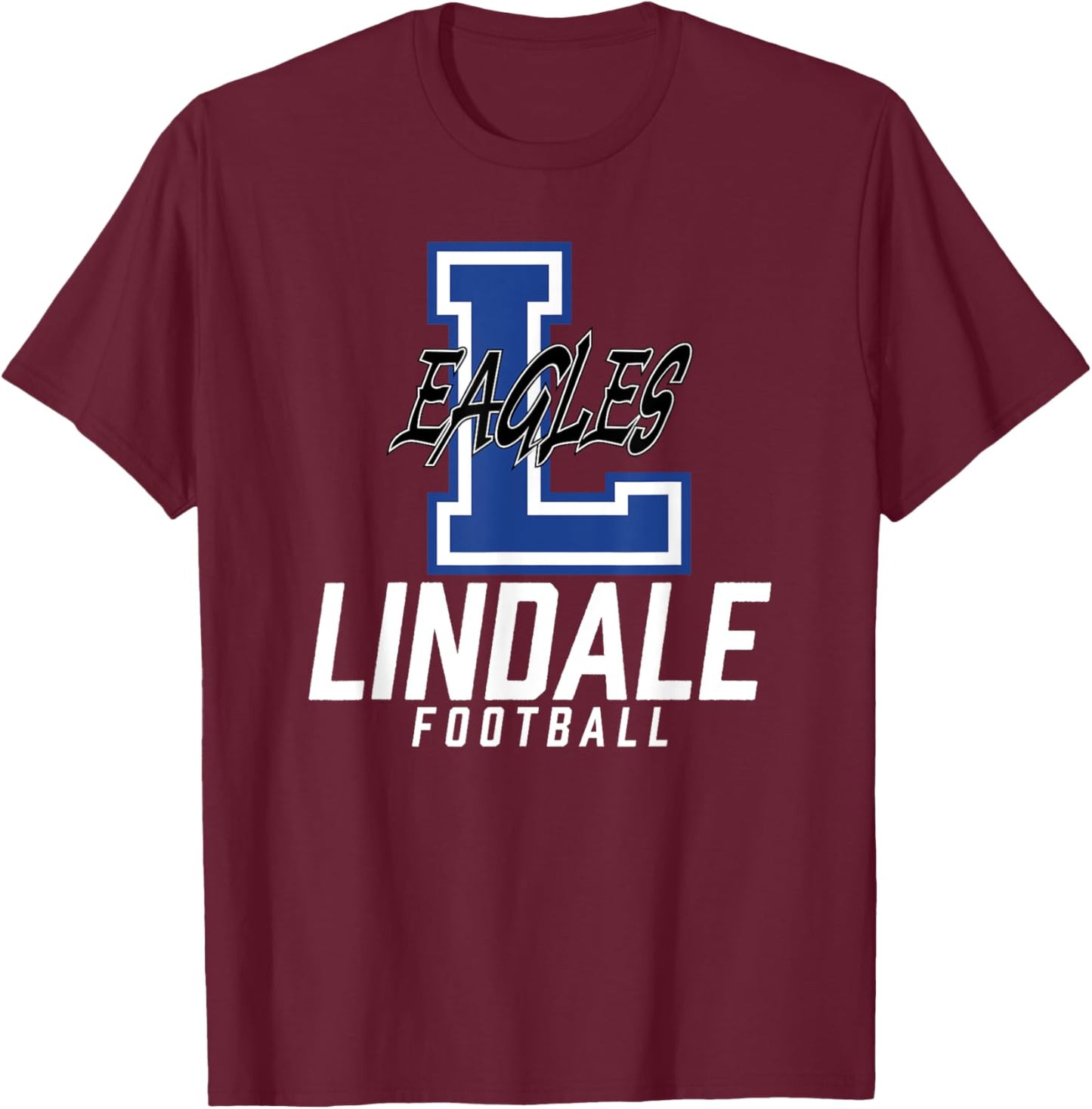 Lindale Eagles Logo Football Team HS T-Shirt - T-Shirt | Maroon