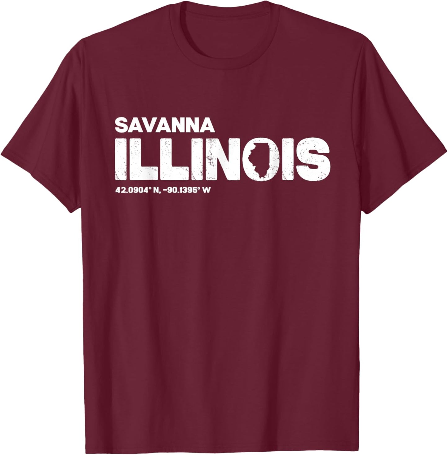 Savanna Illinois State Roots Typography Design T-Shirt - T-Shirt | Maroon