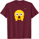 Emoticon Yellow Smile Scared Screaming Face T-Shirt - T-Shirt | Maroon