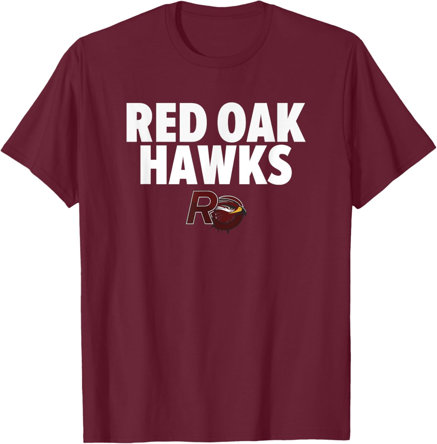 Red Oak Hawks Logo Bold HS T-Shirt - T-Shirt | Maroon