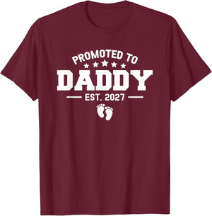Promoted to Daddy 2027 Baby Pregnancy Announcement New Dad T-Shirt - T-Shirt | Maroon
