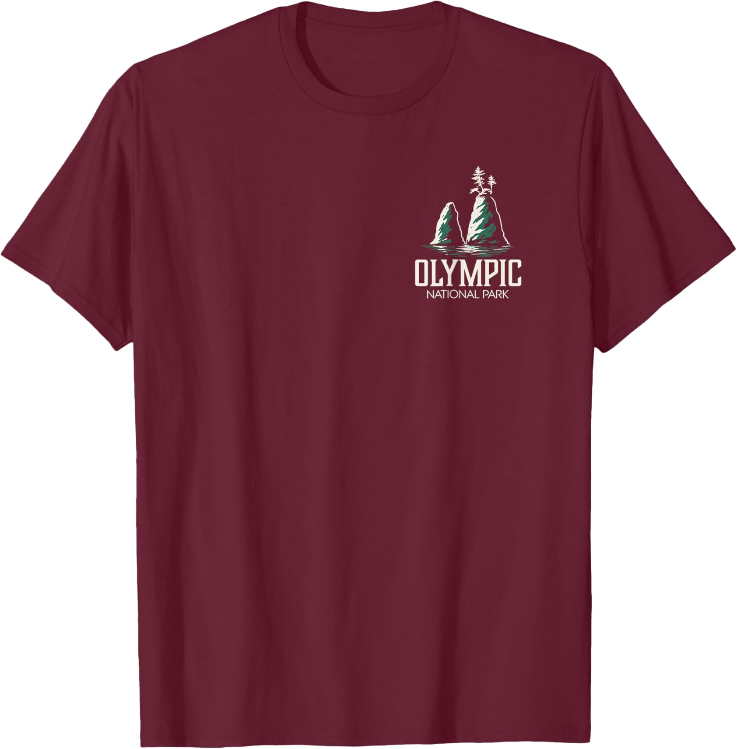 Olympic National Park Washington (Design on Front and Back) T-Shirt - T-Shirt | Maroon