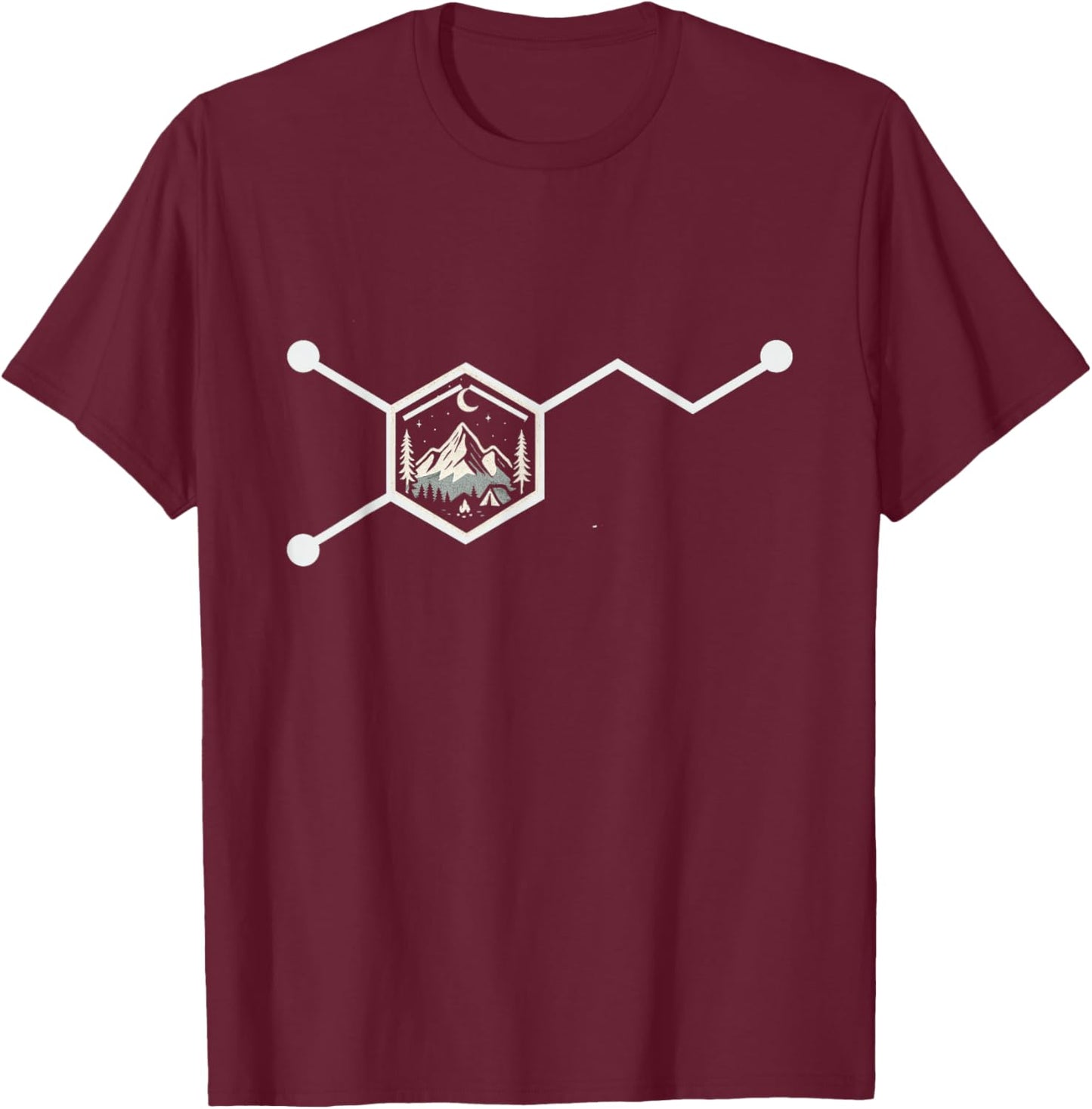 Dopamine Molecule Hiking Camping Science Mountain Adventure T-Shirt - T-Shirt | Maroon
