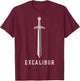 Excalibur The Legendary Sword in the Stone of King Arthur T-Shirt - T-Shirt | Maroon