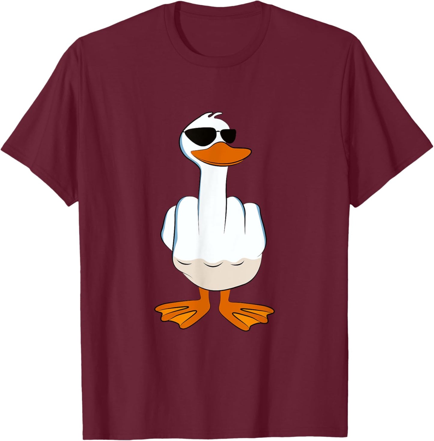 I Don't Give A Duck Funny Middle Finger Offensive Rude Duck T-Shirt - T-Shirt | Maroon