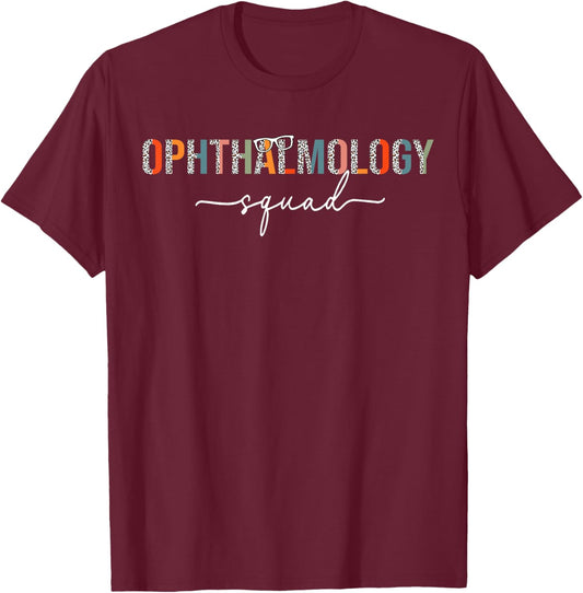 Retro Leopard Ophthalmology Squad Ophthalmologist Eye Doctor T-Shirt - T-Shirt | Maroon