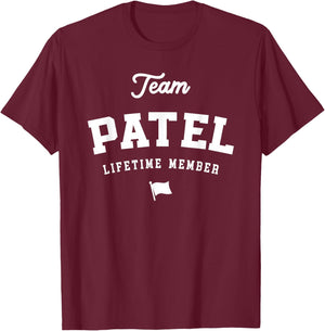 Team Patel Lifetime Member Funny Name Patel T-Shirt - T-Shirt | Maroon