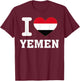 I Love Yemen Heart Souvenir Lovers Pride Travel T-Shirt - T-Shirt | Maroon