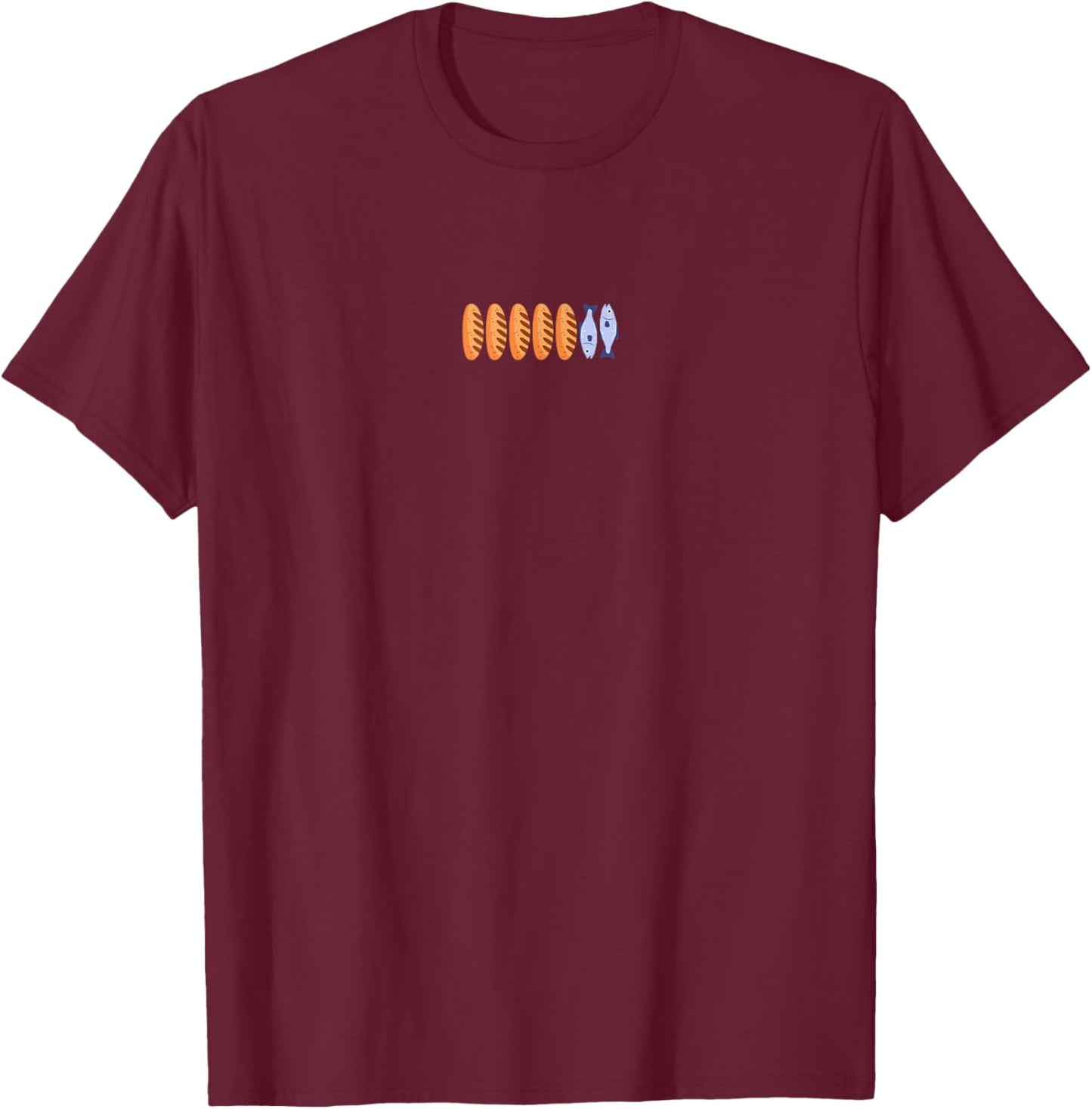 Fishes And Loaves Christian T-Shirt - T-Shirt | Maroon