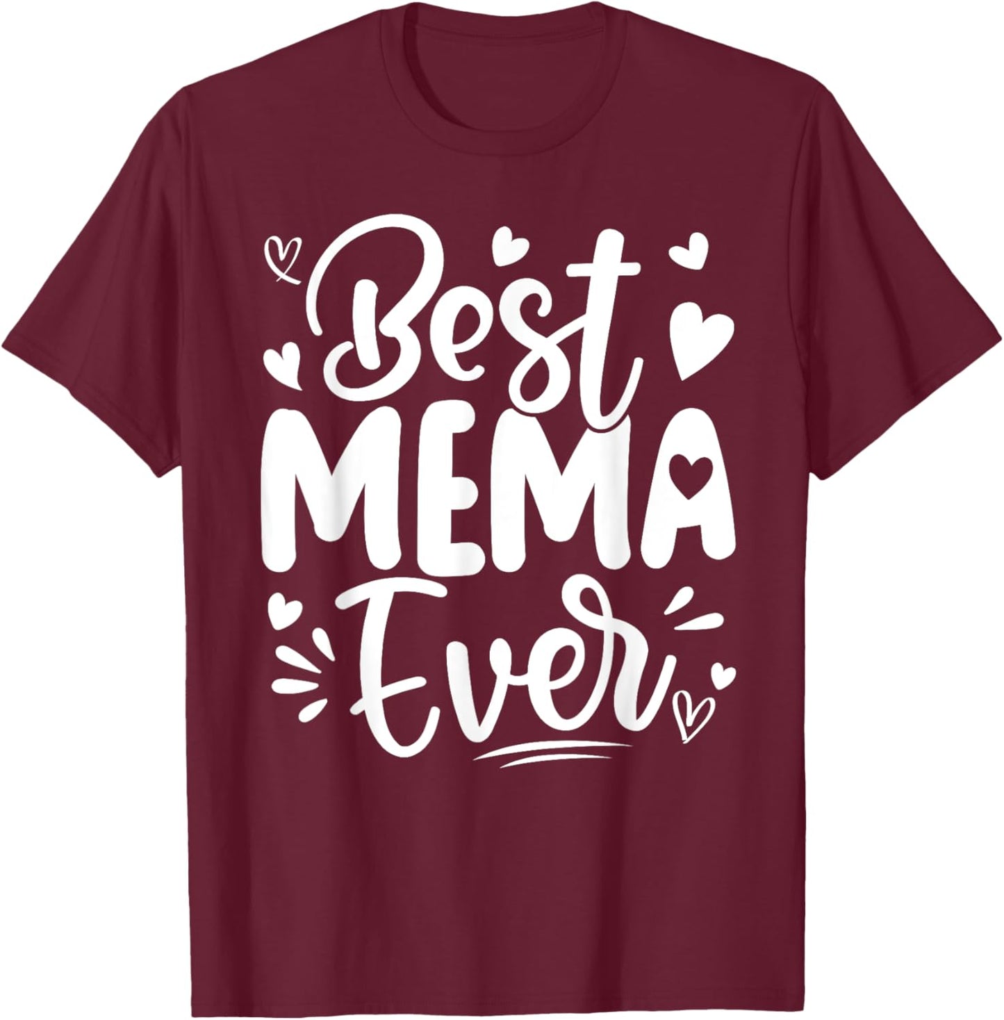 Best Mema Ever Heart Mama Grandma Mother's Day Women T-Shirt - T-Shirt | Maroon