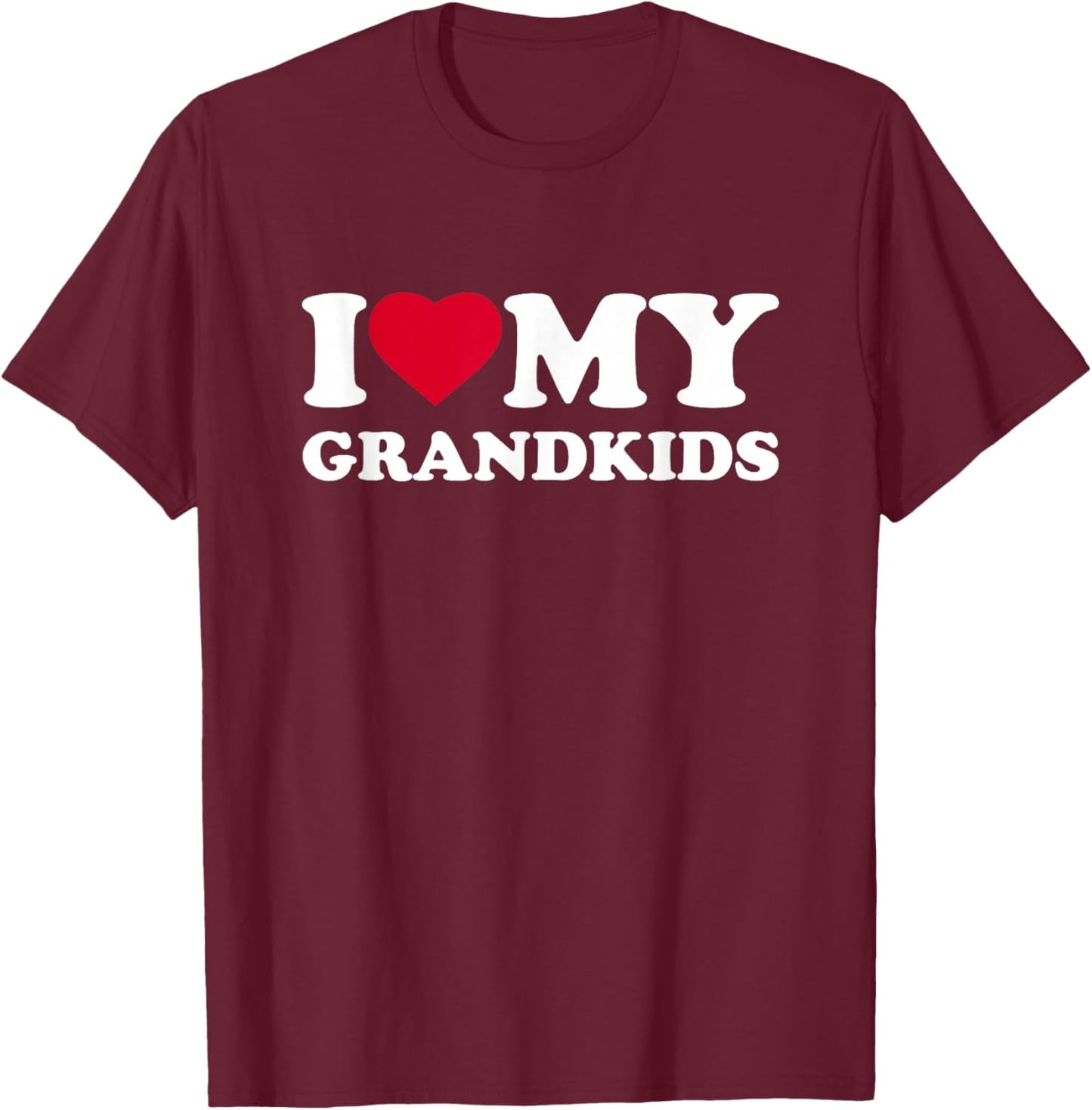 I Love My Grandkids Heart Family Funny Grandchildren T-Shirt - T-Shirt | Maroon