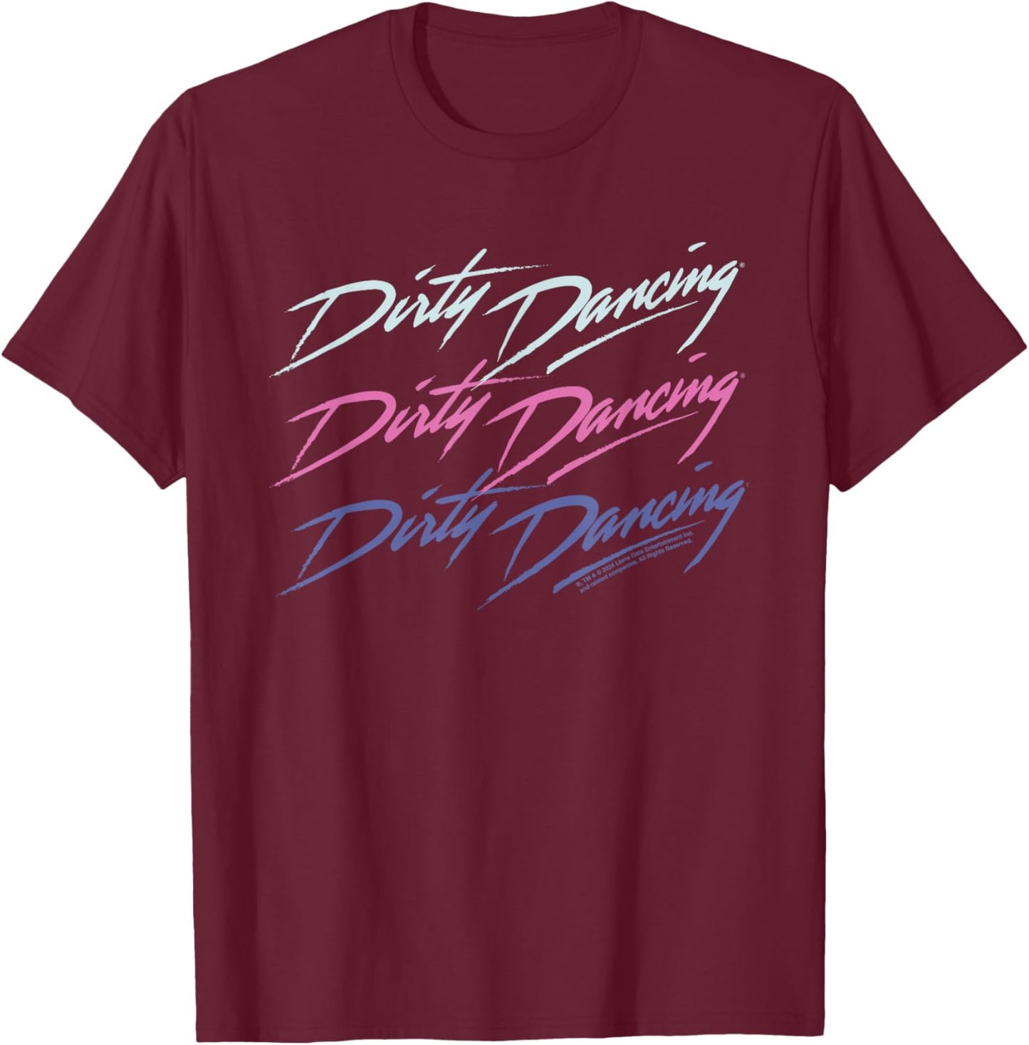 Dirty Dancing Classic Trio Text Logo T-Shirt - T-Shirt | Maroon